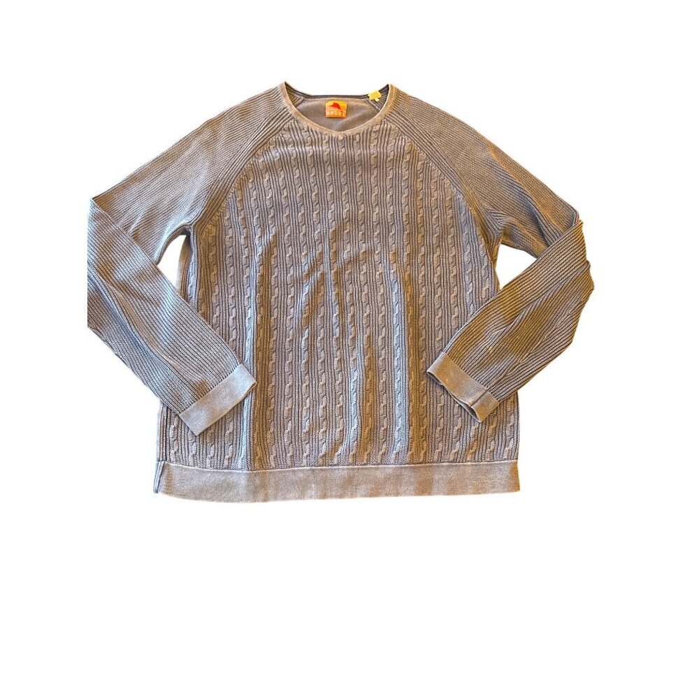 Tommy Bahama Relax Cable Knit Long Sleeve Sweater L Blue Cotton Mens Casual Wear